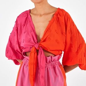 Farm Rio Color Block Pineapple Blouse